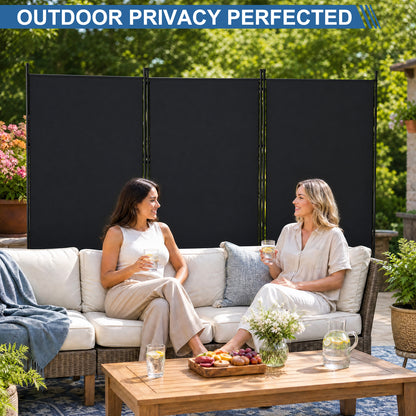Rolling Room Dividers 5.9FT 3 Panel, Folding Privacy Screens with Lockable Wheels,102" W Portable Wall Divider Room Separation for Porch Living Room Dorm Studio Office, Black