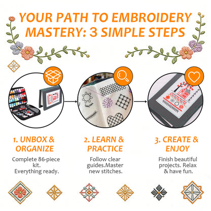 Embroidery Sewing Book Stitch Book Kit,Embroidery Starter Kit for Enthusiasts & Beginners Adult Ideal DIY