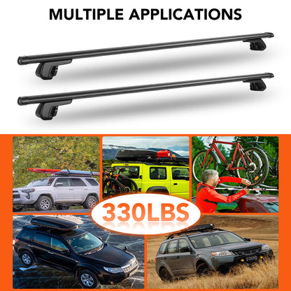 Universal Roof Rack Cross Bars, 2Pcs 51" Aluminum, 330 lbs, Adjustable with Locks for Suv/Car Cargo Carrier Rails, Black