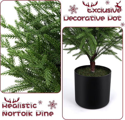 3FT Pre-Lit Artificial Christmas Cypress Tree, Realistic Green Potted Tree with Twinkle 100 LED Lights, Perfect Assembled Faux Xmas Holiday Decor for Indoor