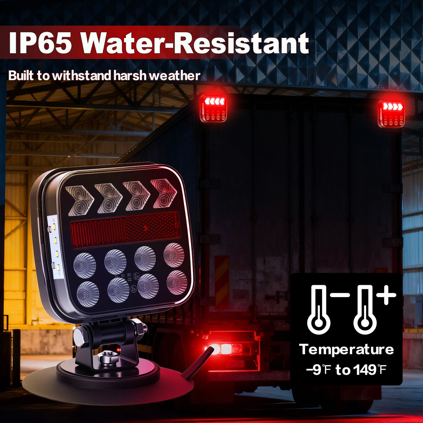 2Pcs Wireless Trailer Lights, Adjustable Magnetic LED Trailer Lights with Fixing Ropes, Rechargeable Tow Tail Light Kit for Trucks, Boats, RVs, Campers, IP67 Waterproof