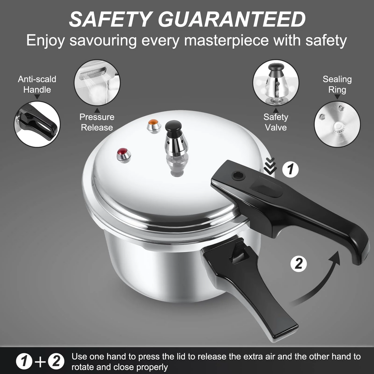 Aluminum Pressure Cooker, 7.5 QT Aluminum Pressure Cooker Cooking Various Foods For Gas Stove Induction Cooker