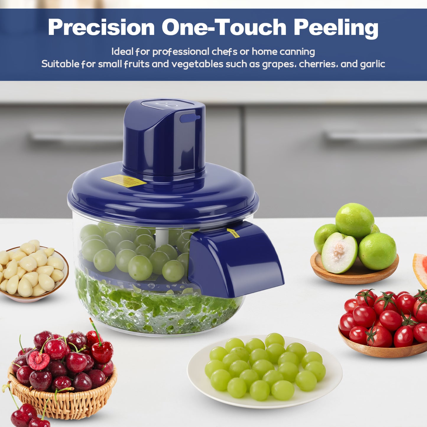 Electric Automatic Grape Peeling Machine,USB-C Charging,One-Button Garlic Peeler,Suitable for Small Fruits Such as Grapes, Garlic, Jujube, Etc.