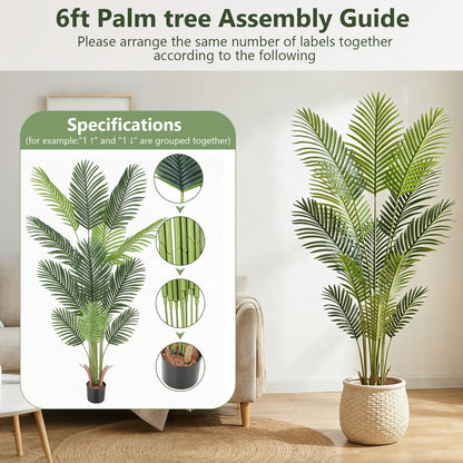 4ft Artificial Palm Plants, 4ft Palm Tree, Pre Potted Faux Greenry Tree for Home Decor Office House Living Room Indoor Outdoor, Big Plants House Plants