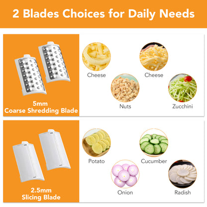 Cordless Electric Vegetable Slicer, Automatic Cheese Shredder with 4 Changeable Blades,Electric Cheese Grater for Cheese, Fruits, and Vegetables