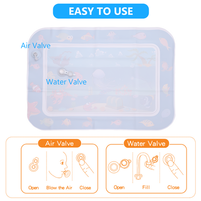 26 x 18.5inch Tummy Time Baby Water Mat,Inflatable Infant Toys for for 3 to 24 Months Baby Playmat Early Sensory Development BPA-Free