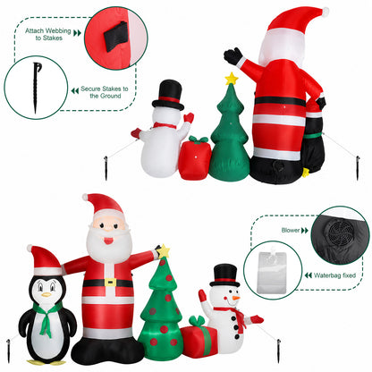 6FT Christmas Inflatables Decorations with Blow Up LED Lights, Santa Claus Snowman Penguin Gift Boxes & Christmas Tree for for Holiday Decor,Xmas Party,Yard