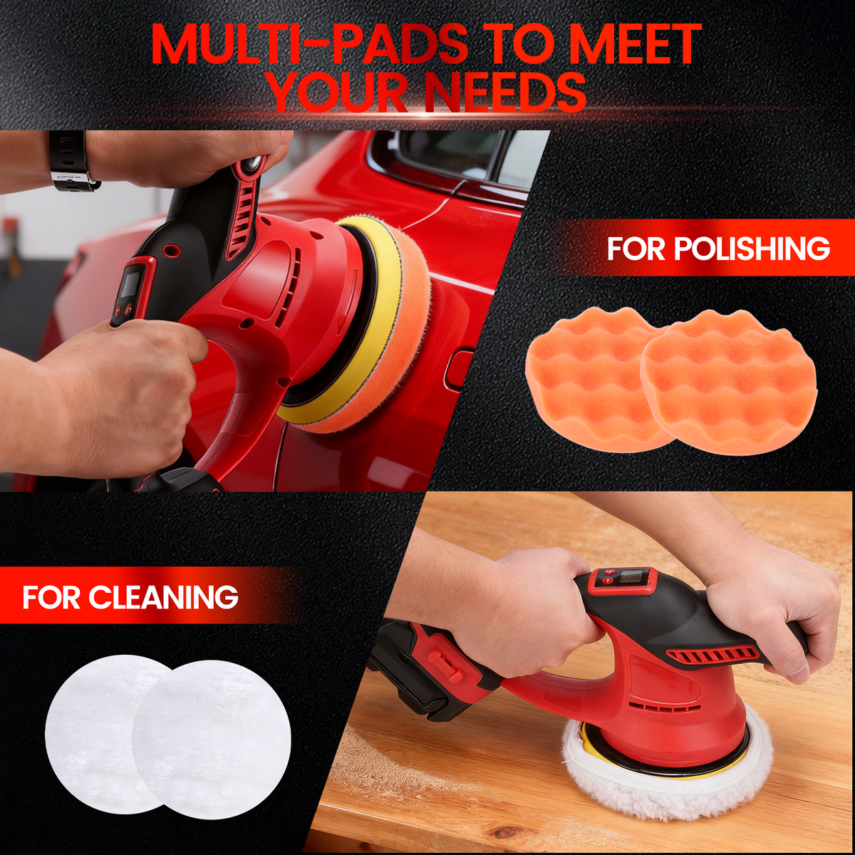 Cordless Car Buffer Brushless Polisher w/ 2x2000mAh 12V Batteries,6 Inch Car buffer Waxer Kit w/6 Variable Speed & Extra Attachments,Polisher for Car Detailing,Boat Sanding,Scratch Removing