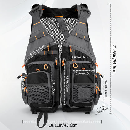 Fly Fishing Vest for Men Women, Comfortable Adjustable Fishing Vest with Multi-Pockets Reflective Stripes, Lightweight and Durable Unisex Strap Fishing Vest Pack, for Fly Bass Fishing,Black