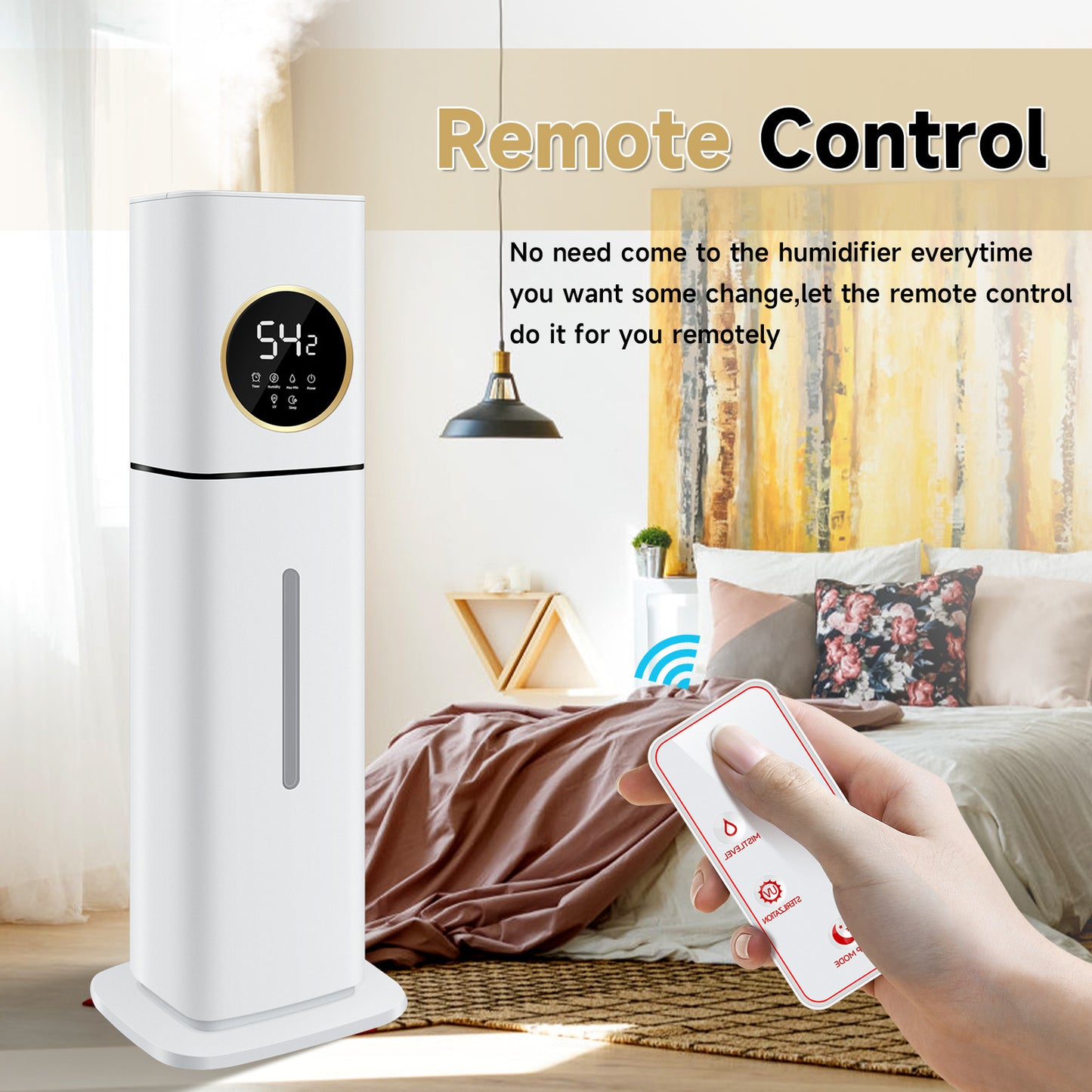Humidifier For Large Rooms, 8L/2.11Gal Cool Mist Tower Top Fill Humidifiers, Floor Humidifiers For Baby,Pets,Plants,with Remote,Timer,Auto Shut Off,White