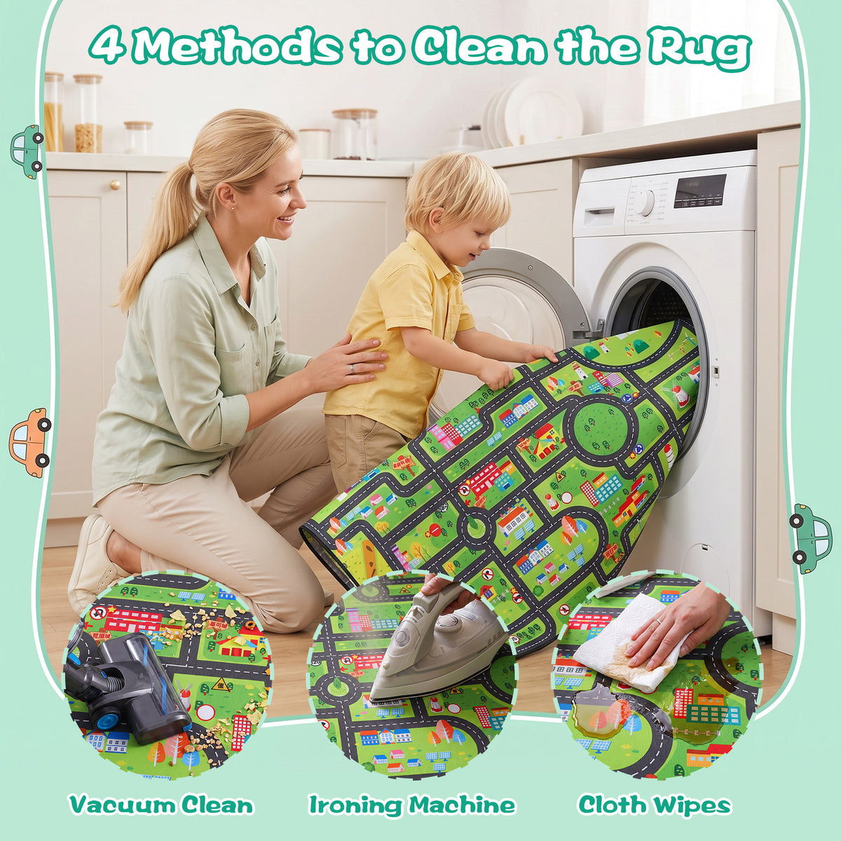 Kids Carpet Car Play Mat, (63X47INCH)City Life Traffic Road Kids Rug Playmat
