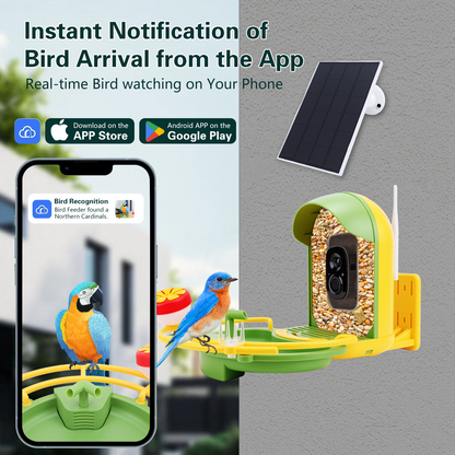 Smart Bird Feeder with Camera & Bird Bath,Bird Watching Camera with Motion Detection & Solar Panel,Waterproof, 2K Live View,Ideal Present for Bird Lover