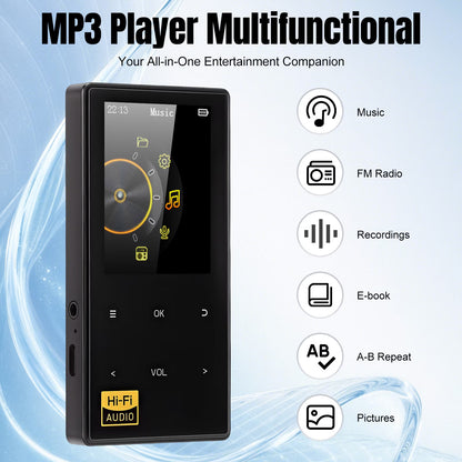 32GB MP3 Player with Bluetooth 5.0, Music Player with HiFi Sound for Sports Runners, 2.4" Screen MP3 Player Built in HD Speaker Voice Recorder FM Radio E-Book, Expanded Up to 128GB, Earphone Included