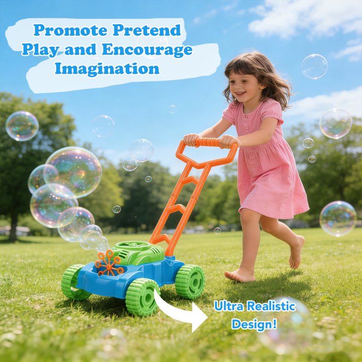 Bubble Lawn Mower for Toddlers 1-3, Kids Bubble Machine for 1-Year-Old Boys Toy Gifts, Gardening Easter Basket Stuffers Birthday Toys, Push Summer Outdoor Toys for Preschool Baby Boys Age 1 2 3