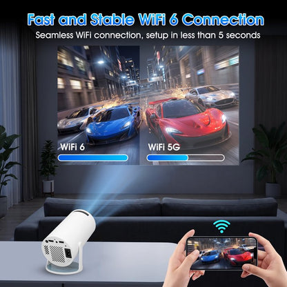 Mini Projector, Portable Projector with WiFi and Bluetooth, Built in Apps, Support 4K 1080P, 180° Rotation, Auto Keystone, Movie Projector Compatible with HD-MI/USB/TV Stick/Smartphone/Laptop