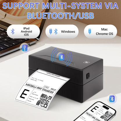 Bluetooth Thermal Printer, Wireless 4x6 Shipping Label Printer for Shipping Package and Small Business Compatible Windows, Mac, iOS, Android, Labels Maker Thermal Label Printer