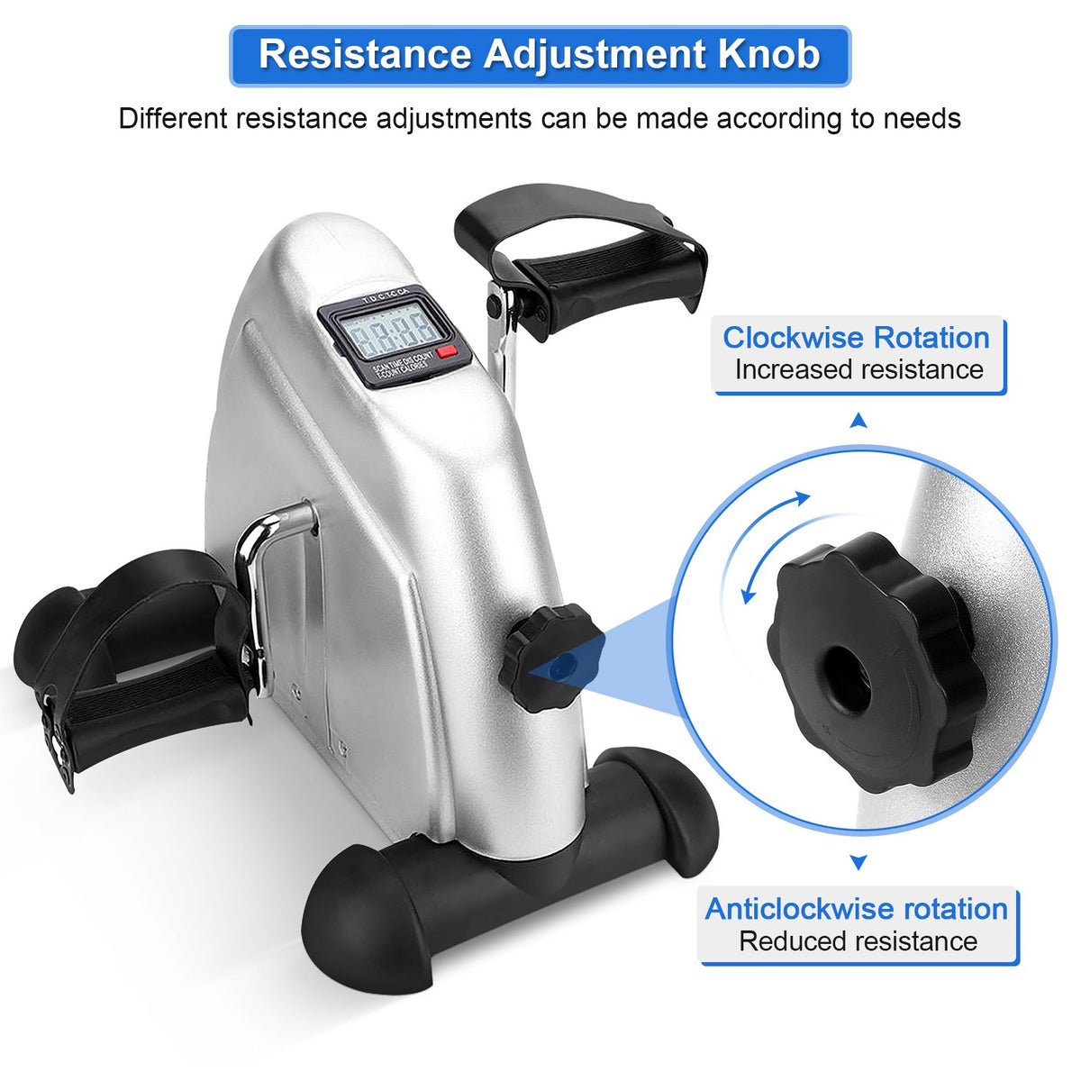 Under Desk Bike Pedal Exerciser, Portable Mini Exercise Bike, Portable Foot Cycle Peddler Machine with LCD Screen Display for Leg/Arm Fitness Workout, Home Office Use