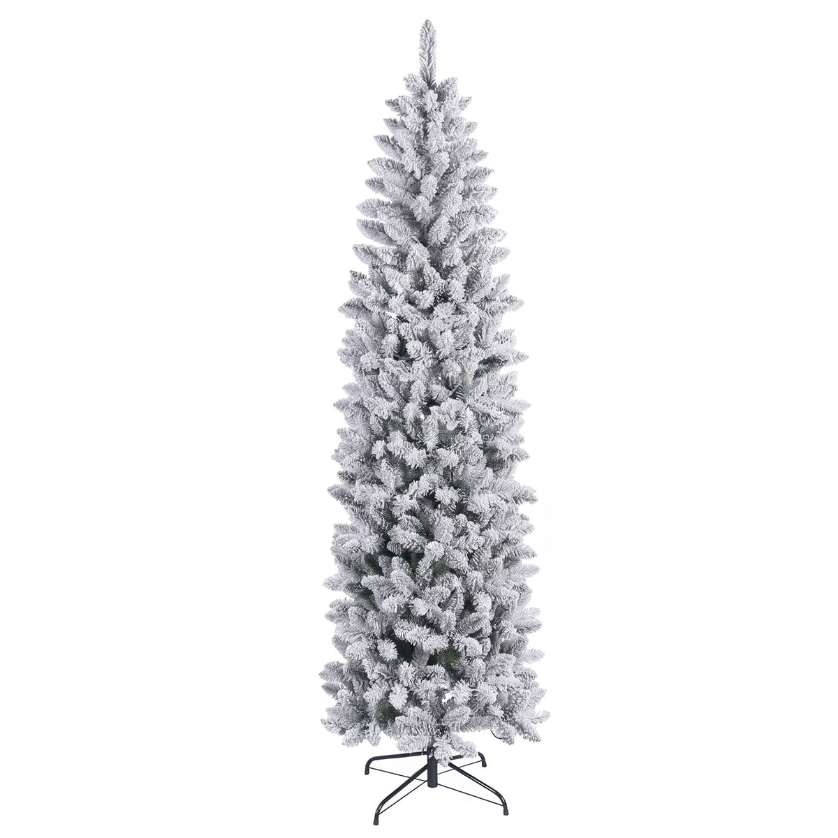 6ft Pencil Christmas Tree, Artificial Slim White Christmas Tree with 436 PVC Needles & Folding Metal Stand, Unlit Xmas Tree for Home Office Shops Hotels Decoration