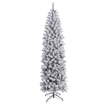 6ft Pencil Christmas Tree, Artificial Slim White Christmas Tree with 436 PVC Needles & Folding Metal Stand, Unlit Xmas Tree for Home Office Shops Hotels Decoration