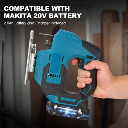 20-Volt 900W Cordless Orbital Jigsaw Kit With 2.5Ah Lithium-Ion Battery,Blue