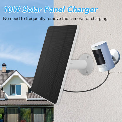 2Pack 10W Solar Panel for Security Camera Outdoor, 5V Micro USB/USB C Solar Panel Charger Compatible with Rechargeable Battery Powered Cam, IP65 Waterproof, 9.8ft Cable, 360° Adjustable Bracket
