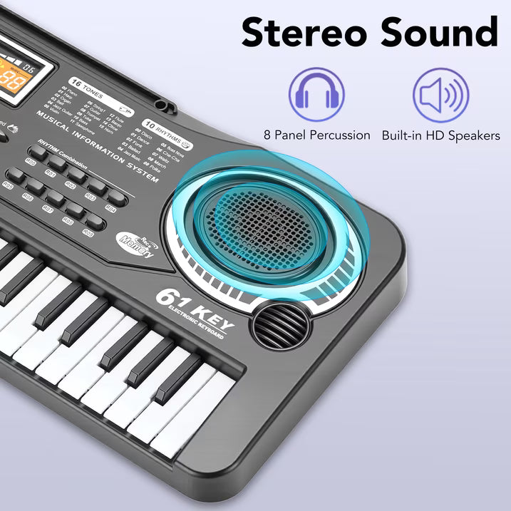 61 Keys Keyboard Piano for Kids, Portable Electronic Digital Piano for Beginners, Perfect Musical Starter Instrument, Ideal Gift for Aspiring Musicians, Electric Piano Birthday Gift for Children