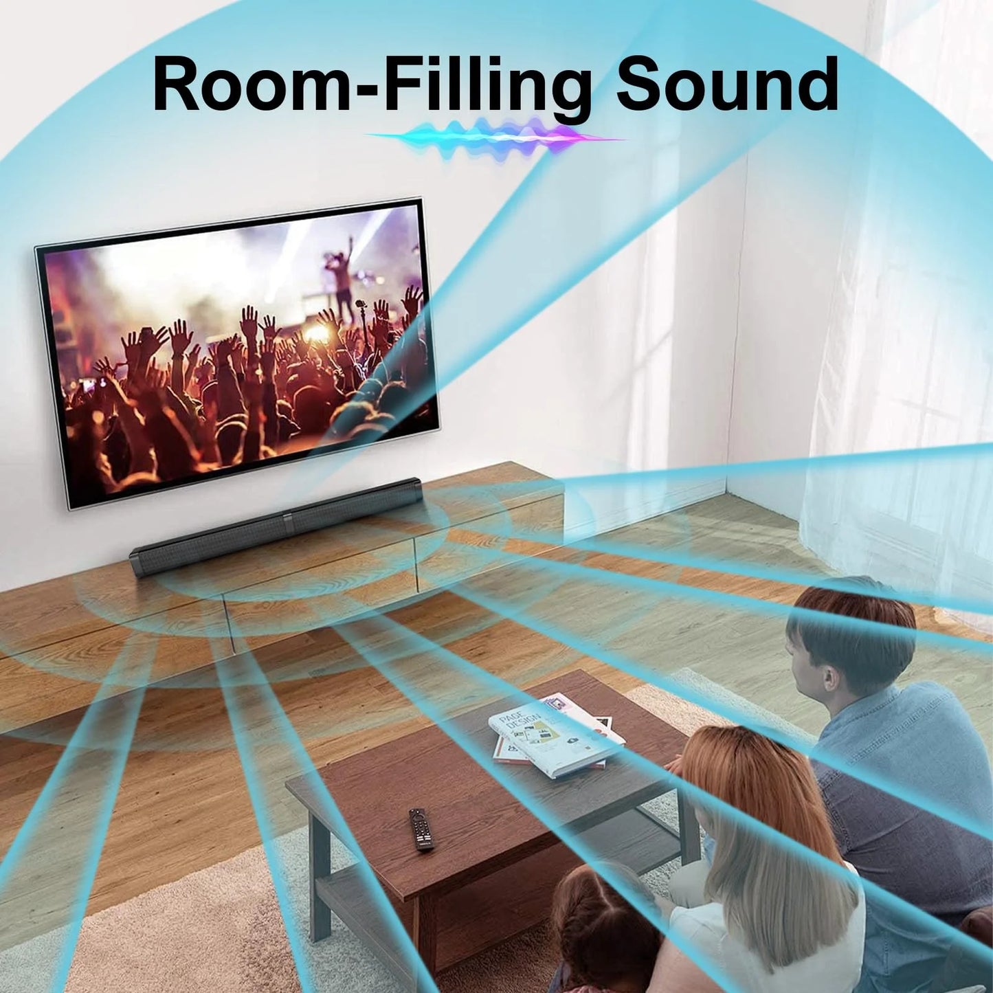 2 in 1 Separable Sound Bars for TV, Bluetooth 5.0 Surround Sound System for TV Wireless Connect, 37 Inch Soundbar for Home Theater, ARC/Optical/USB Cables & Remote TV Speakers, Wall Mountable