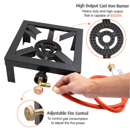 LDYSO 1 Burner Portable Camping Stove Single Burner Propane Gas Cooker Cast Iron Burner Outdoor BBQ Grill