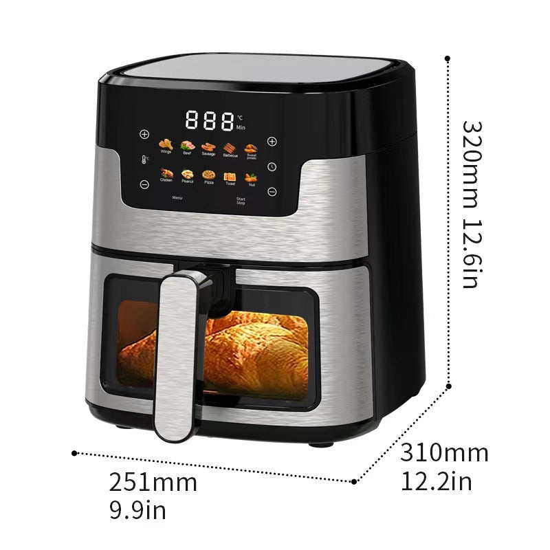 Air Fryer Oven, 10-in-1 7.5QT Multifunction Air Fryer with Digital LED Touch Screen, 10 Preset Cookings, Dishwasher-Safe Basket, 95% Less Oil, Nonstick Dishwasher-Safe Basket