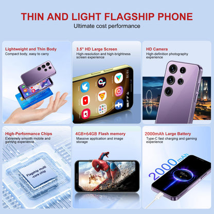 3G Mini Smartphone 3.5 Inch Android 10 Dual Sim 4GB+64GB Memory Face ID Premium Child Phone with WiFi Bluetooth for Kids Student Pocket Cellphone, Black