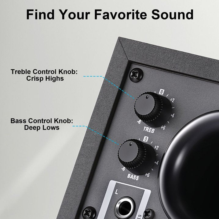 80W Powered Bookshelf Speakers, Bluetooth 5.3 Active Computer Speakers with 1" Silk Dome Tweeters & 4" Woofers, ARC/AUX/Optical/USB, Adjustable Bass & Treble, Wood Finish for TV PC Gaming Turntable