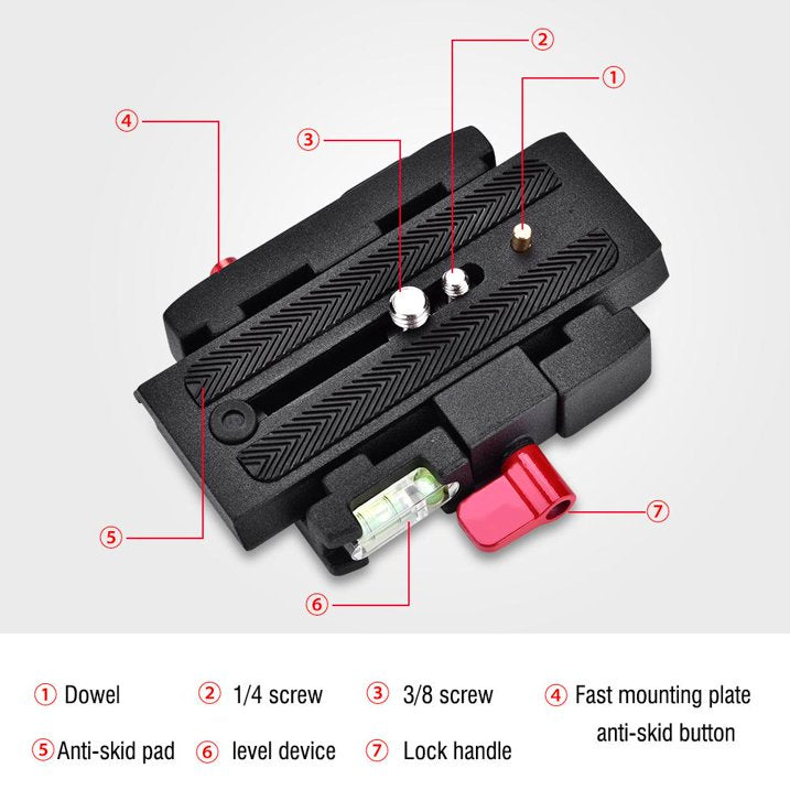 P200 Quick Release QR Clamp Base Plate for 500 AH 701 503 HDV 577, QR Clamp Base Plate, Clamp Plate for