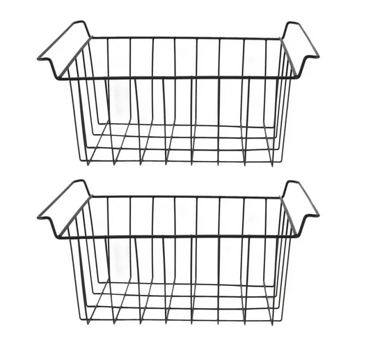 2Pack Stackable Metal Wire Storage Baskets Freezer Baskets, Freezer Storage Basket Organizer Bins,17.7*9.6*5.9in