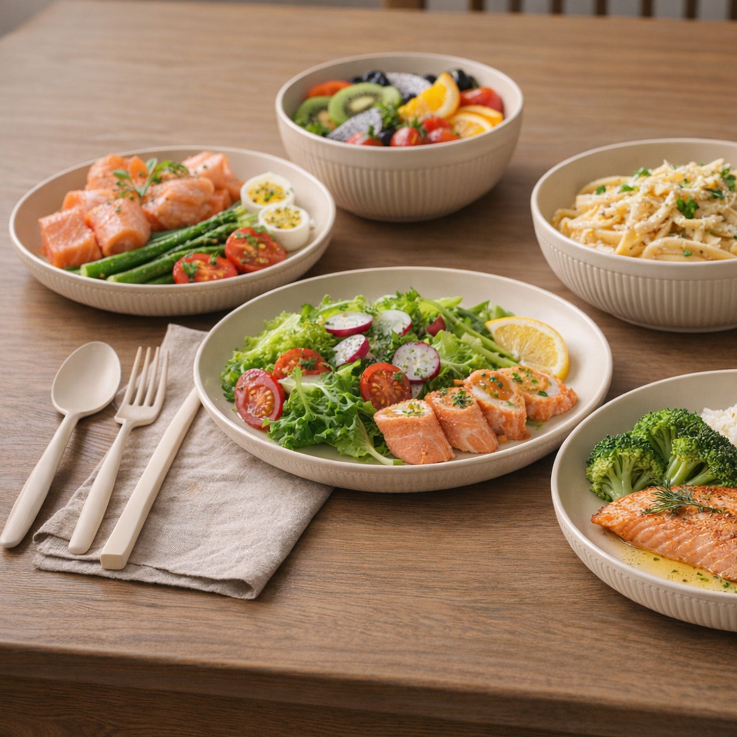 Dinnerware Sets Unbreakable Plates Bowls Cups Reusable for 4 People Travel Camping Picnic Home Party Cutlery Set Dishwasher Microwave Safe Dishes