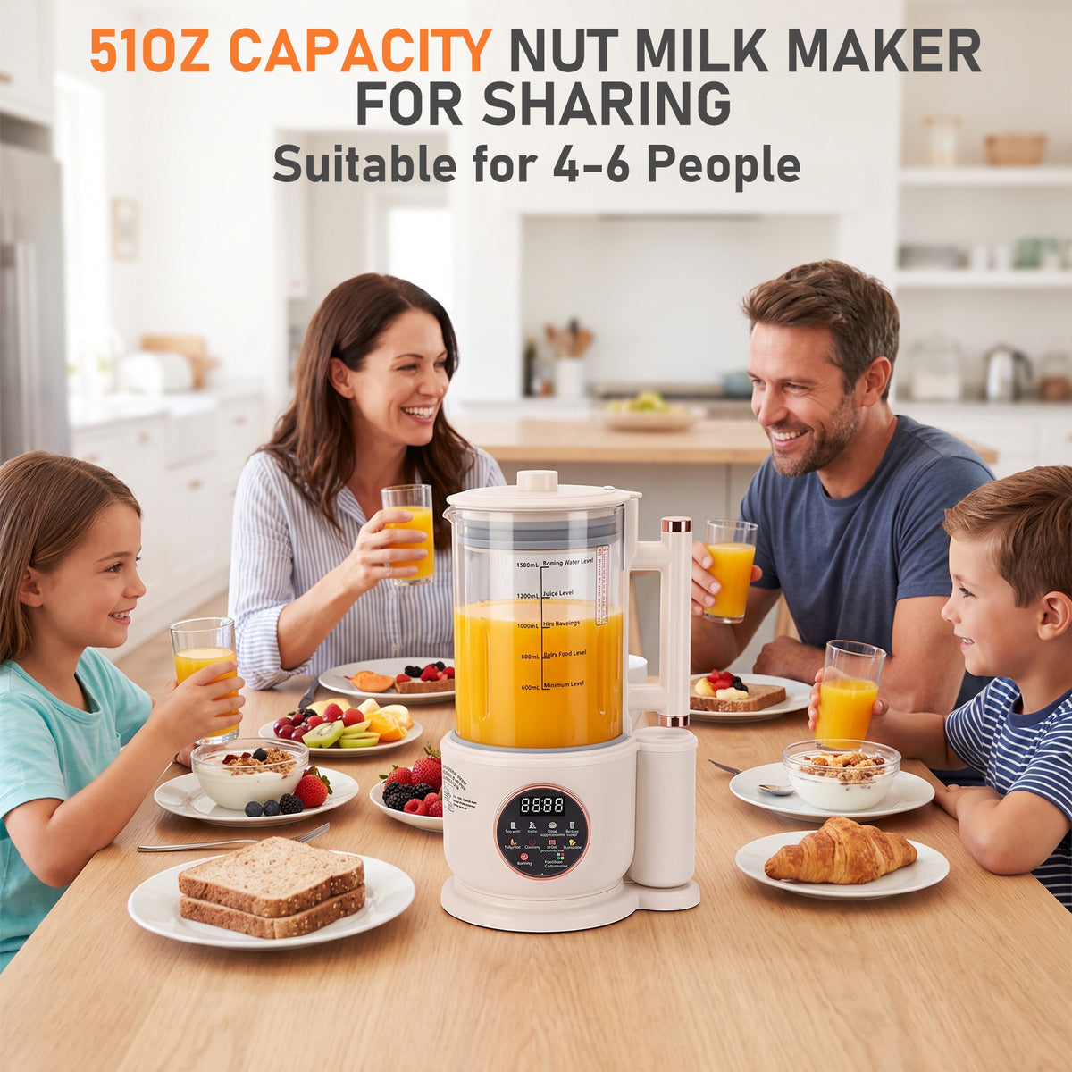 10 in 1 Automatic Nut Milk Maker,51oz Soy Milk Machine with Delay Start,Boil Water,Keep Warm& Auto Cleaning,Almond Milk Machine,Plant Based Milks Homemade Oat,Chowder,Juice