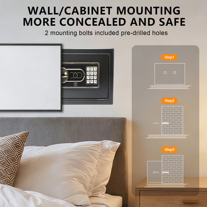 0.4 Cuft Fingerprint Safe Box, Electronic Digital Security Safe with Alarm & Fireproof Bag for Home Office Hotel