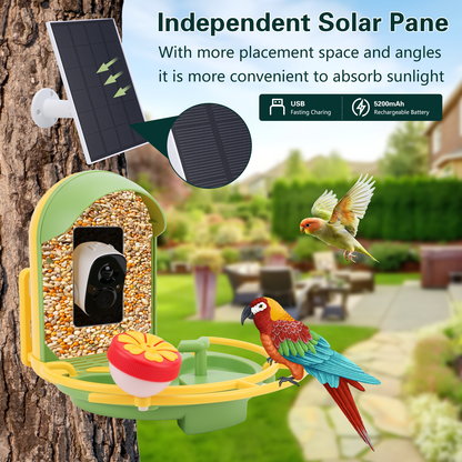 Smart Bird Feeder with Camera & Bird Bath,Bird Watching Camera with Motion Detection & Solar Panel,Waterproof, 2K Live View,Ideal Present for Bird Lover