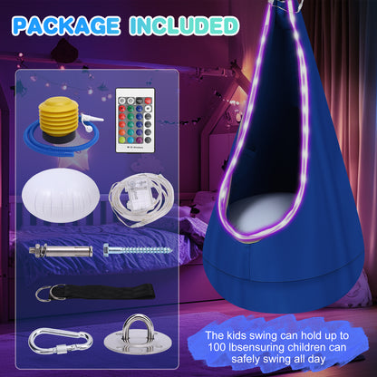 Hanging Pod Swing, Stable Cotton Pod Swing Light Up  For Indoor