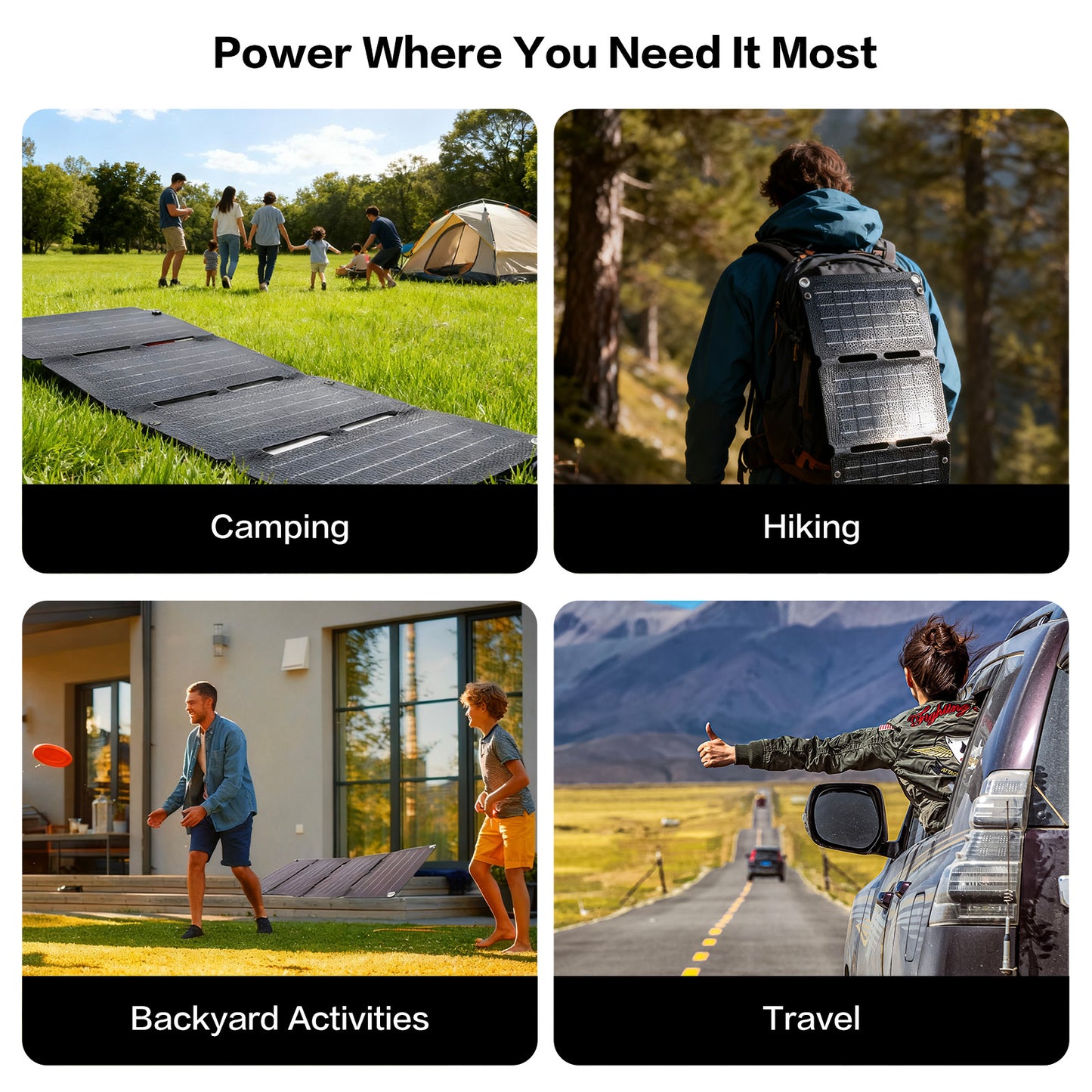 40W Foldable Solar Panel Charger with USB C and USB A Outputs, Folding Solar Charger Compatible with Phone Tablet Power Banks, Portable Solar Panel Waterproof for Outdoor Camping, Hiking, Backpacking