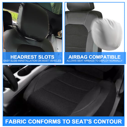 5 Seats Car Seat Cover, Sponge + PVC Leather Universal Seat Cover,Split Bench Compatible,Universal Fit for Auto Trucks Van SUV,Gray