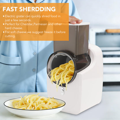 Cordless Electric Vegetable Slicer, Automatic Cheese Shredder with 4 Changeable Blades,Electric Cheese Grater for Cheese, Fruits, and Vegetables