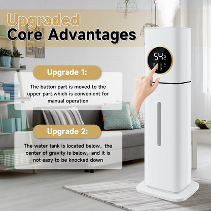 Humidifier For Large Rooms, 8L/2.11Gal Cool Mist Tower Top Fill Humidifiers, Floor Humidifiers For Baby,Pets,Plants,with Remote,Timer,Auto Shut Off,White