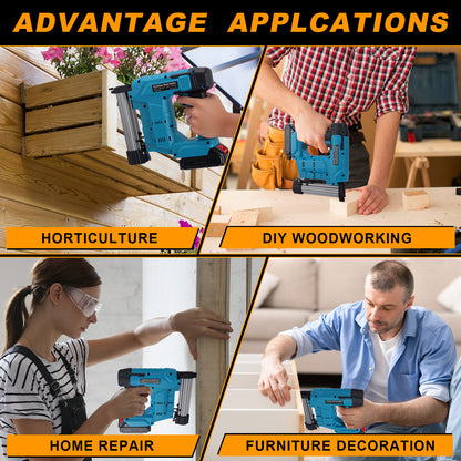 18GA 2-in-1 Cordless Brad Nailer with 2 * 2.0Ah Batteries & 2000pcs Nails for Woodworking,Home Improvement,Blue