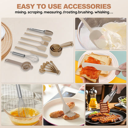 Mixing Bowls with Airtight Lids, 32Pcs Stainless Steel Nesting Non-Slip Bottoms Mixing Serving Bowls Set wtih 3 Grater & Tools Gadgets, 7/4/2.5/2.5/1.5/1QT Metal Salad Bowls for Mixing & Serving