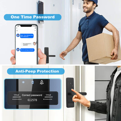 Door Smart Lock Fingerprints Password IC Card Key Anti Theft APP Control Entry Lock for Home Security