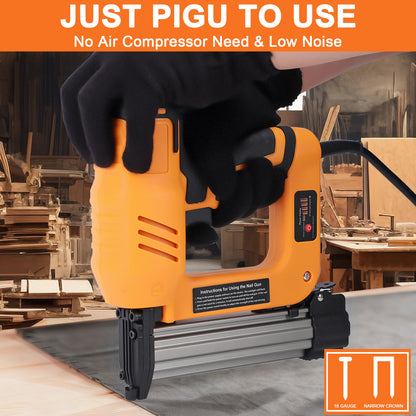 2-in-1 Electric Brad Nailer, Electric Nail Gun/Staple Gun for Upholstery, Carpentry and Woodworking Projects,Yellow