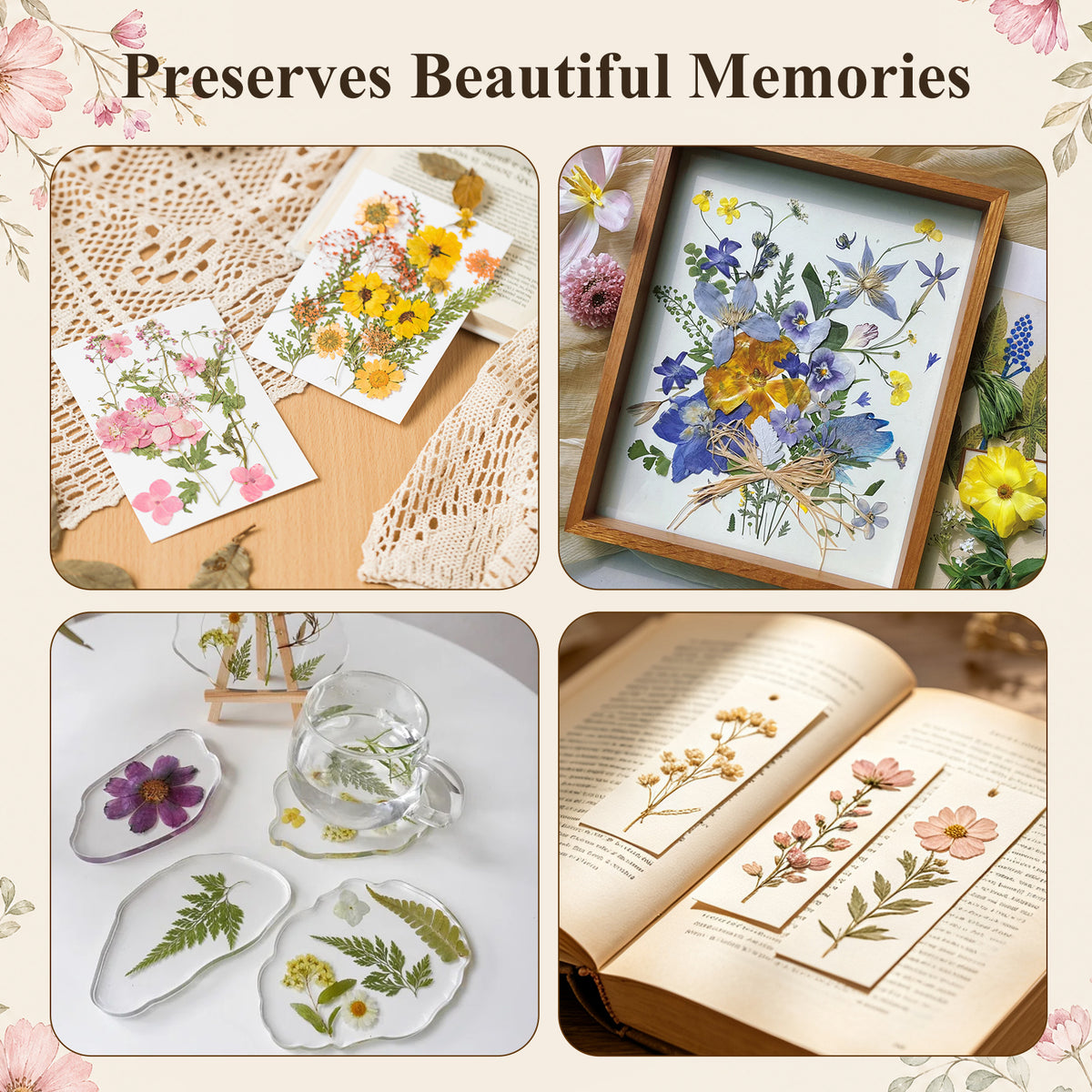 Wooden Flower Press Kit 10.8" x 6.9" Modular Layer Plant Press for Dried Flowers Plant Preservation for DIY Arts Dried Flowers Craft Tool