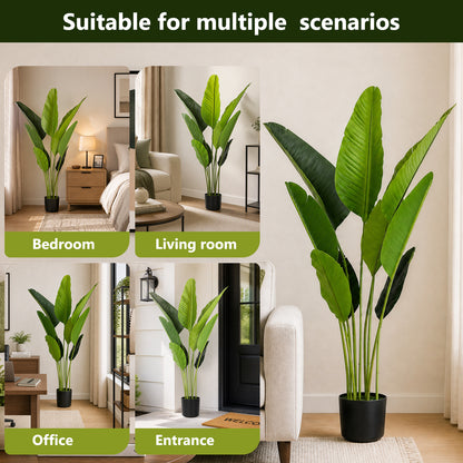 4ft Artificial Bird Of Paradise Plants with 9 Stems, Tall Faux Paradise Tree, Artificial Plants for Home Office Decor