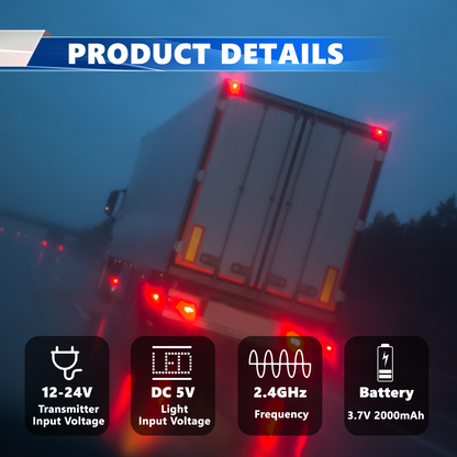 2Pcs Wireless Magnetic Rechargeable LED Trailer Light Set,Waterproof Wireless Trailer Lights Kit, Portable for Pickup Trucks, SUVs, Boats, RVs and More