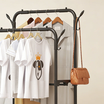 Clothing Garment Rack - 26.8" × 13.8" × 69" Double Rails Closet Rack with 3-Tier Shoe Rack and Wheels, Shoe Organizer for Entryway, Bedroom, or Laundry, Black